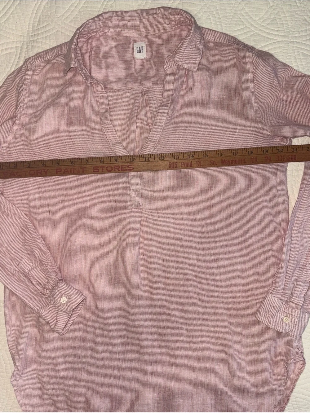 GAP striped Linen Pullover Small White and Red Stripe - Picture 4 of 6